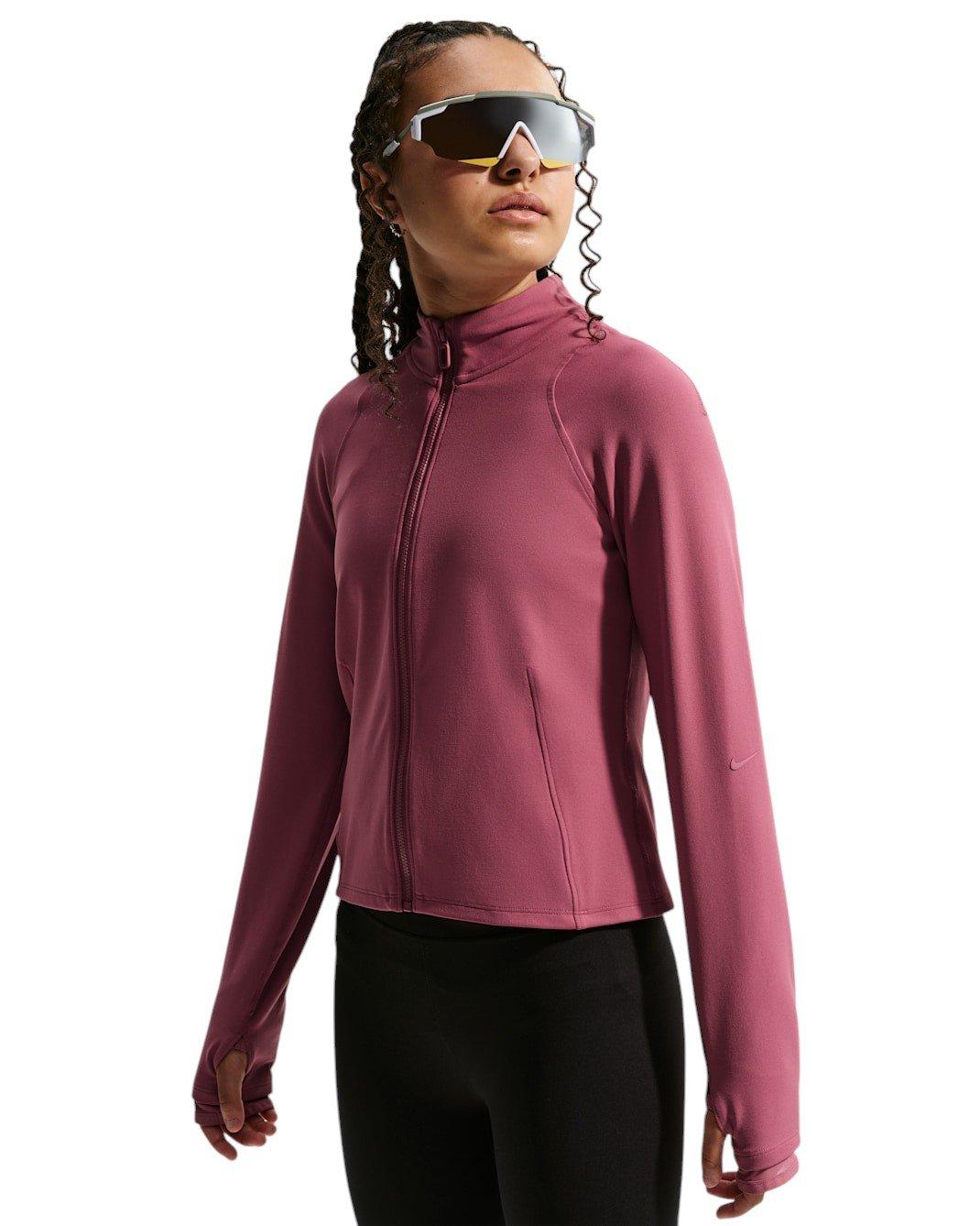 Nike Big Girls' MAVN Dri-FIT Fitted Full-Zip Long-Sleeve Top - Pink Smoke - PINK SMOKE
